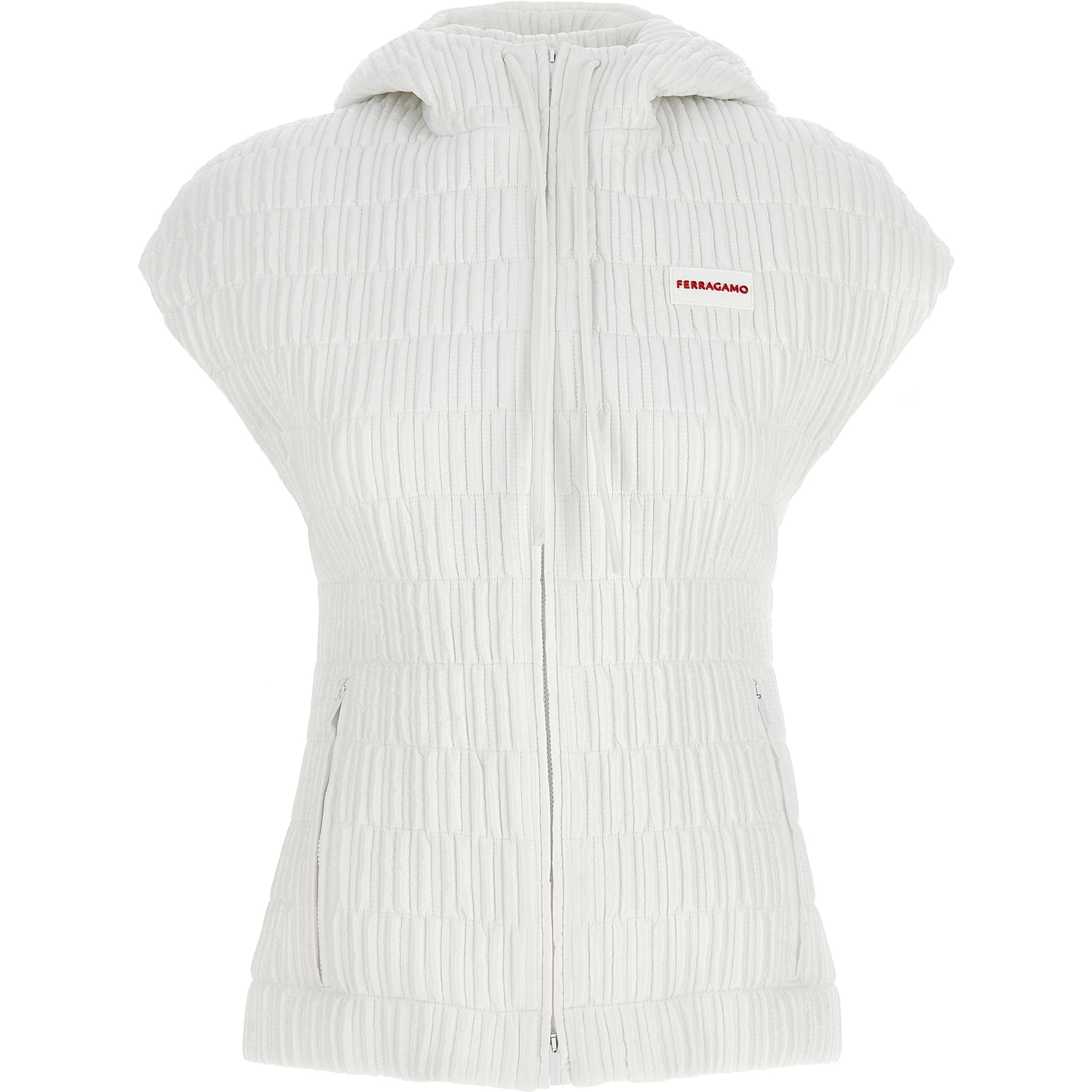 White Polyamide Sleeveless Jacket