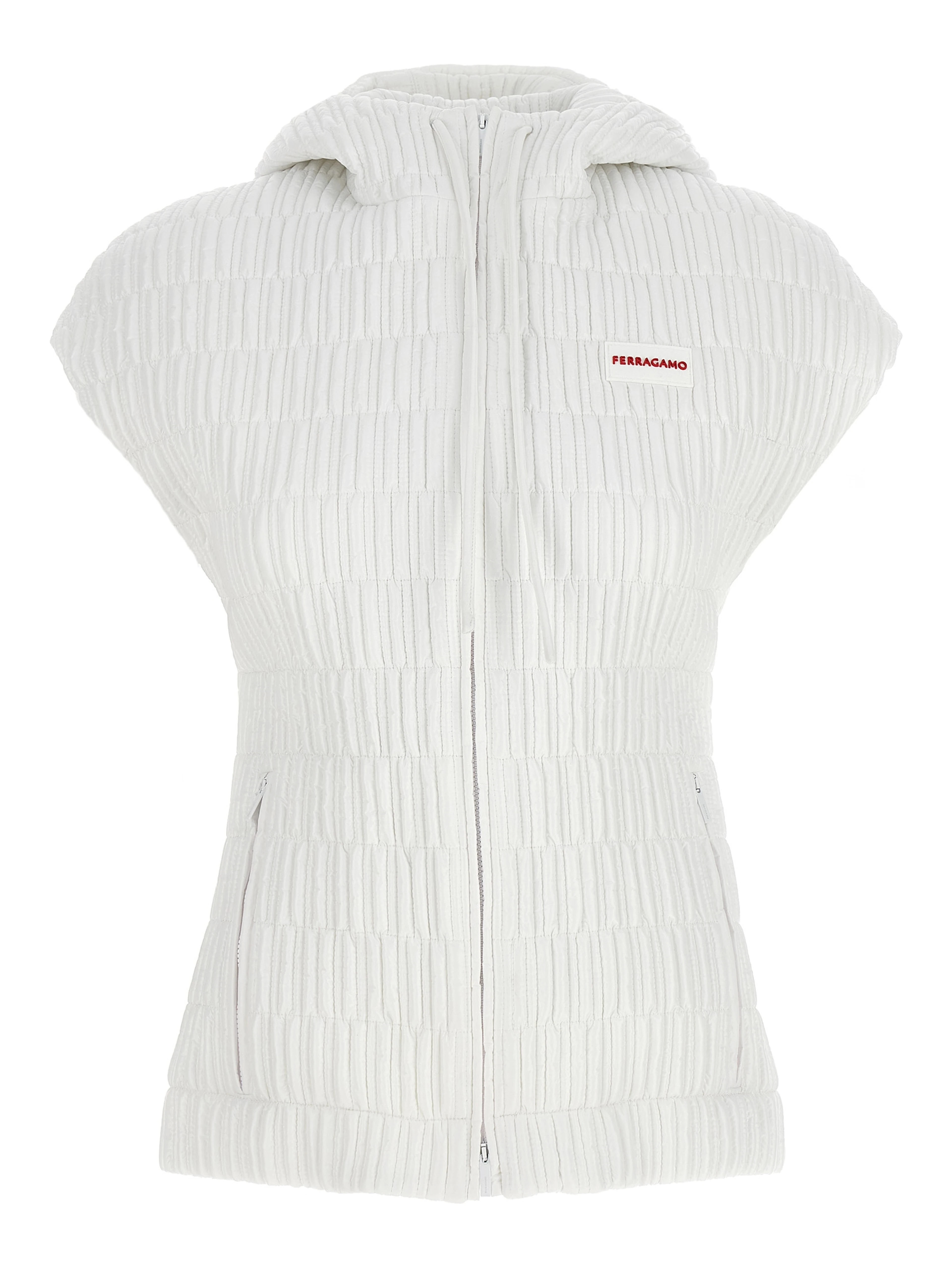 White Polyamide Sleeveless Jacket