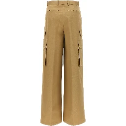 Beige Cotton Cargo Pants