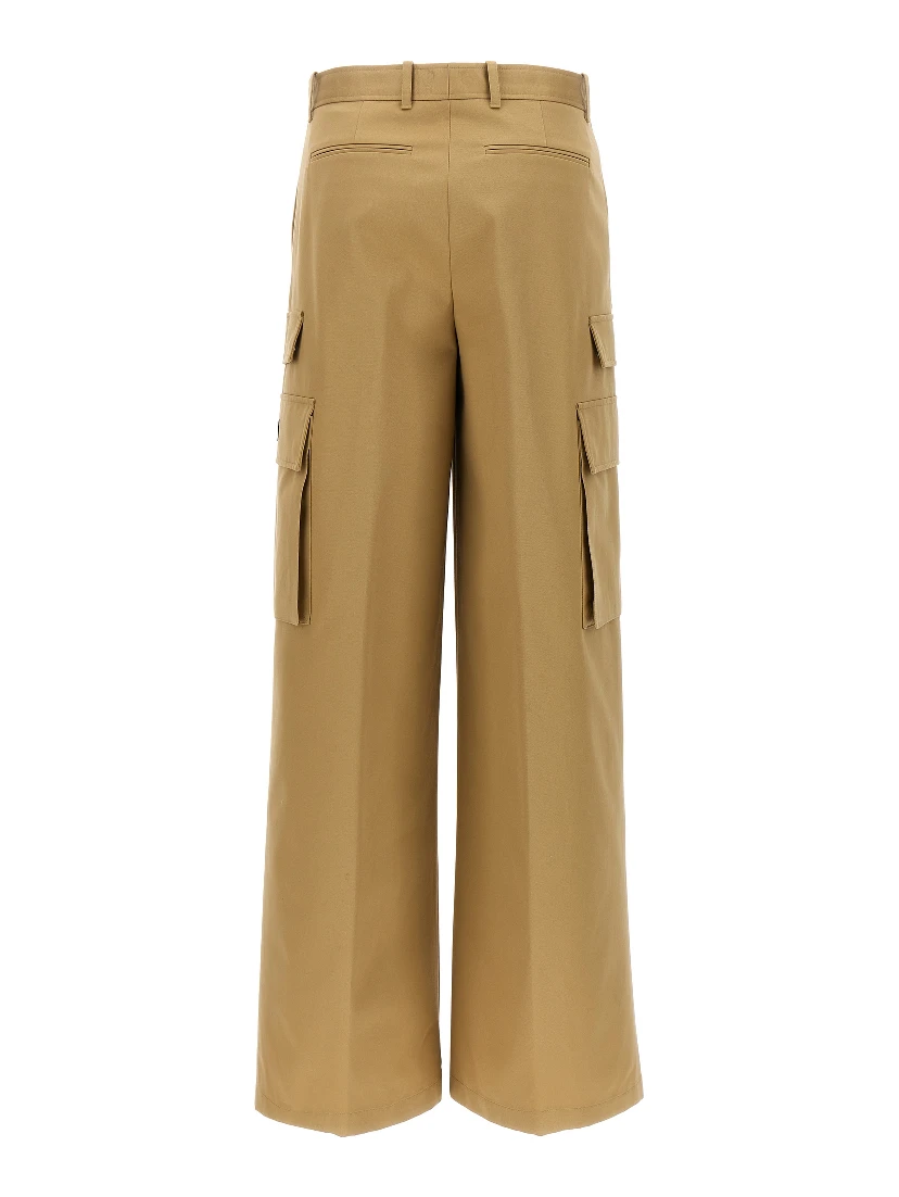 Beige Cotton Cargo Pants