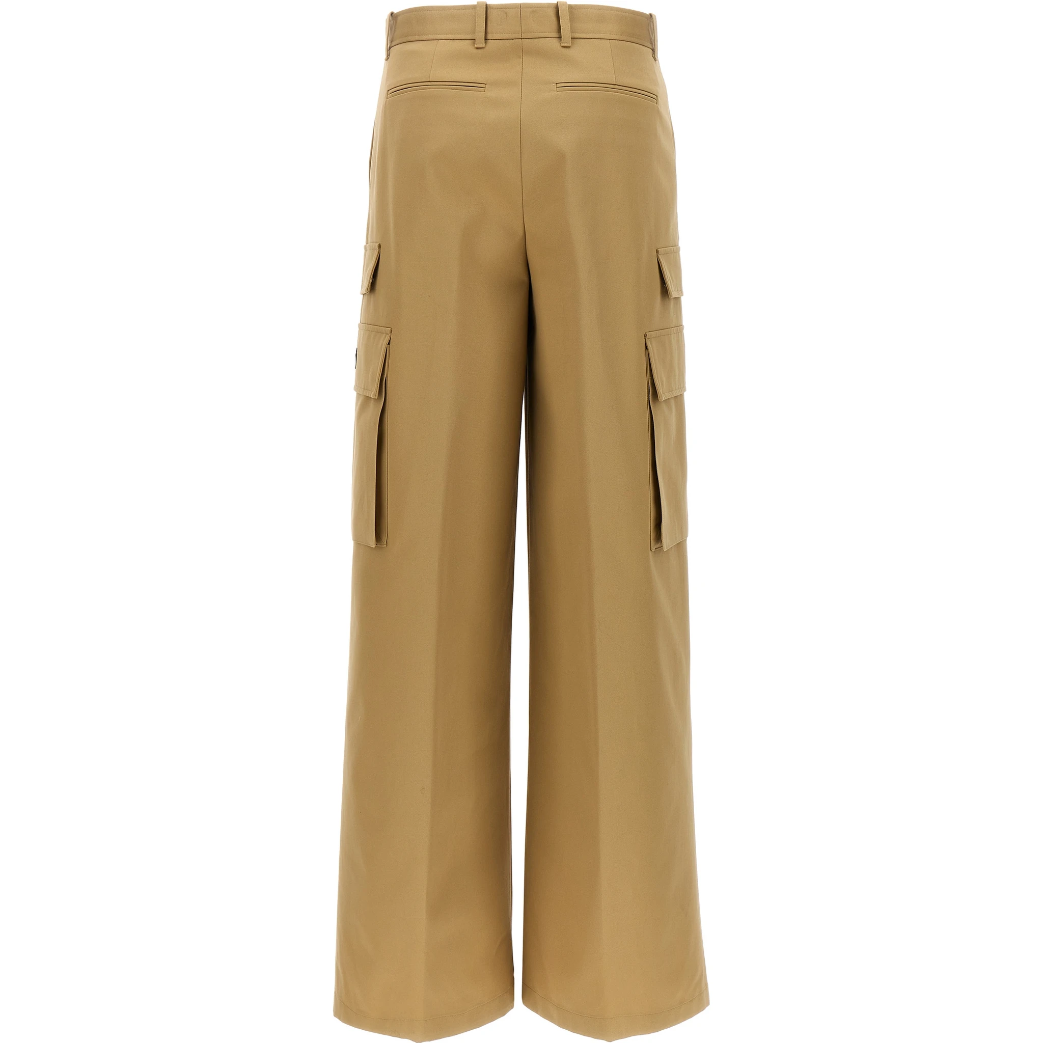 Beige Cotton Cargo Pants