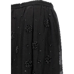 Black Silk Midi Skirt