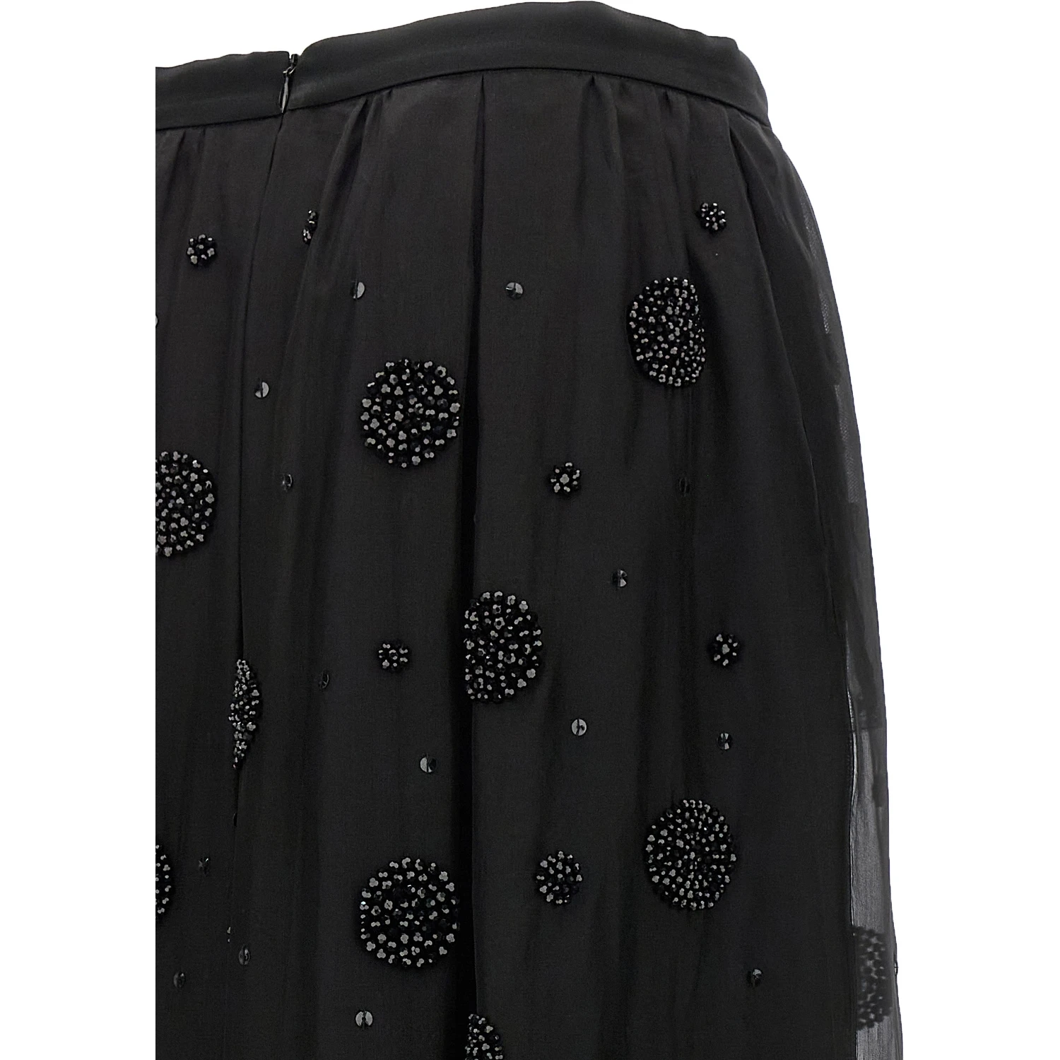 Black Silk Midi Skirt