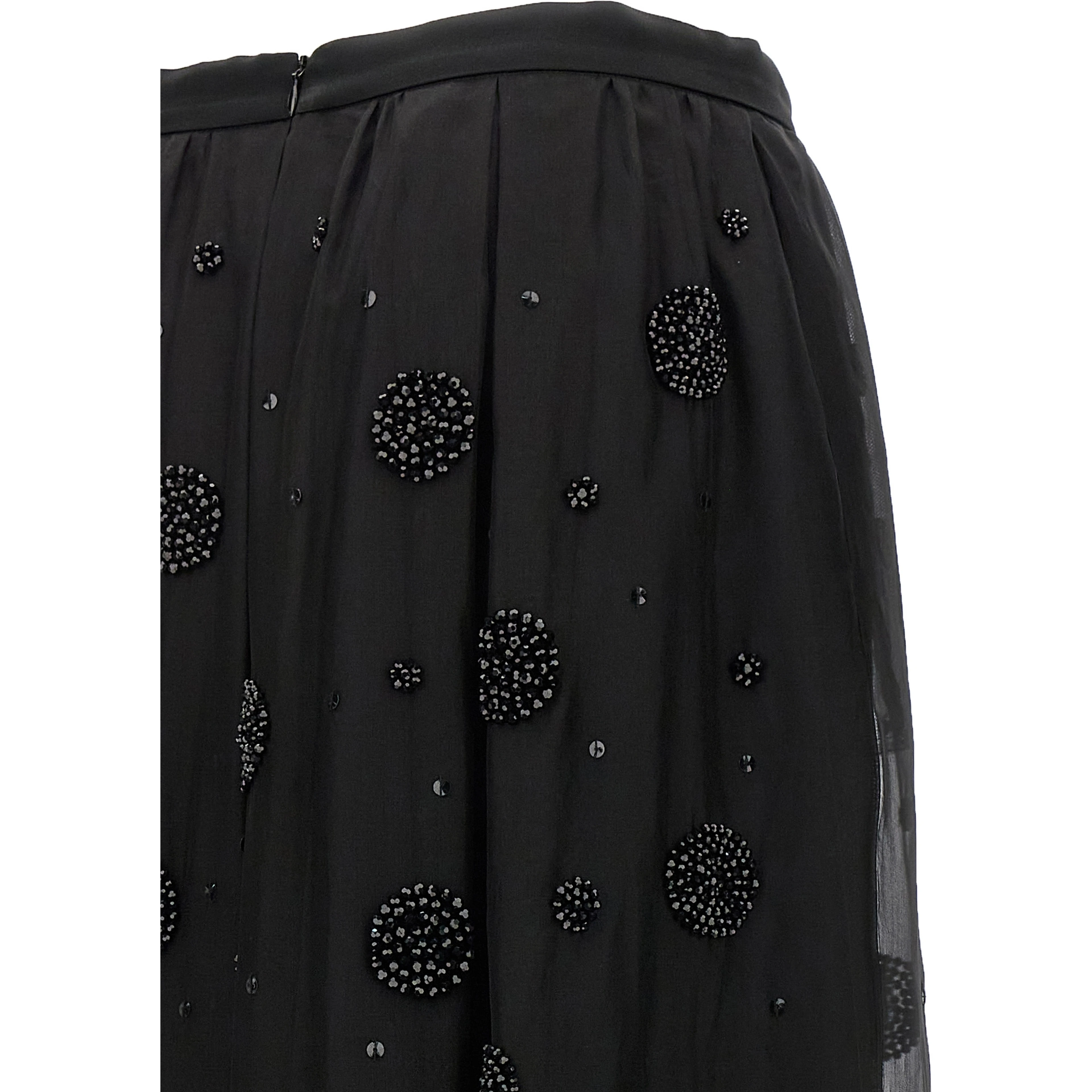 Black Silk Midi Skirt