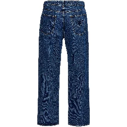 Blue Cotton Straight-Leg Jeans