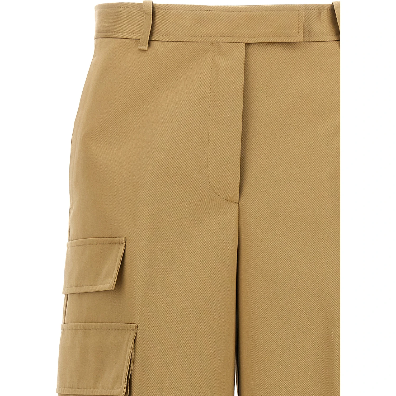 Beige Cotton Cargo Pants