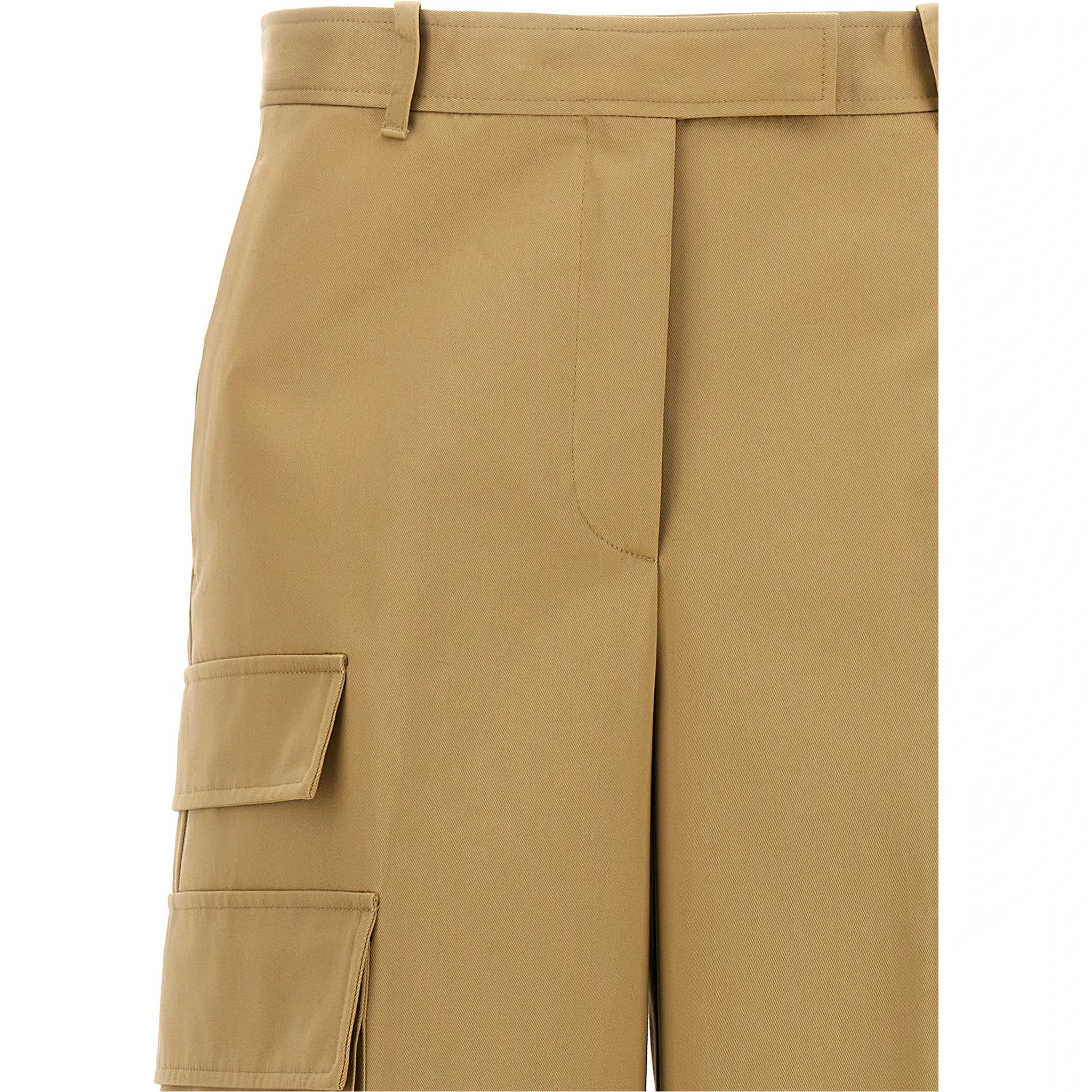 Beige Cotton Cargo Pants