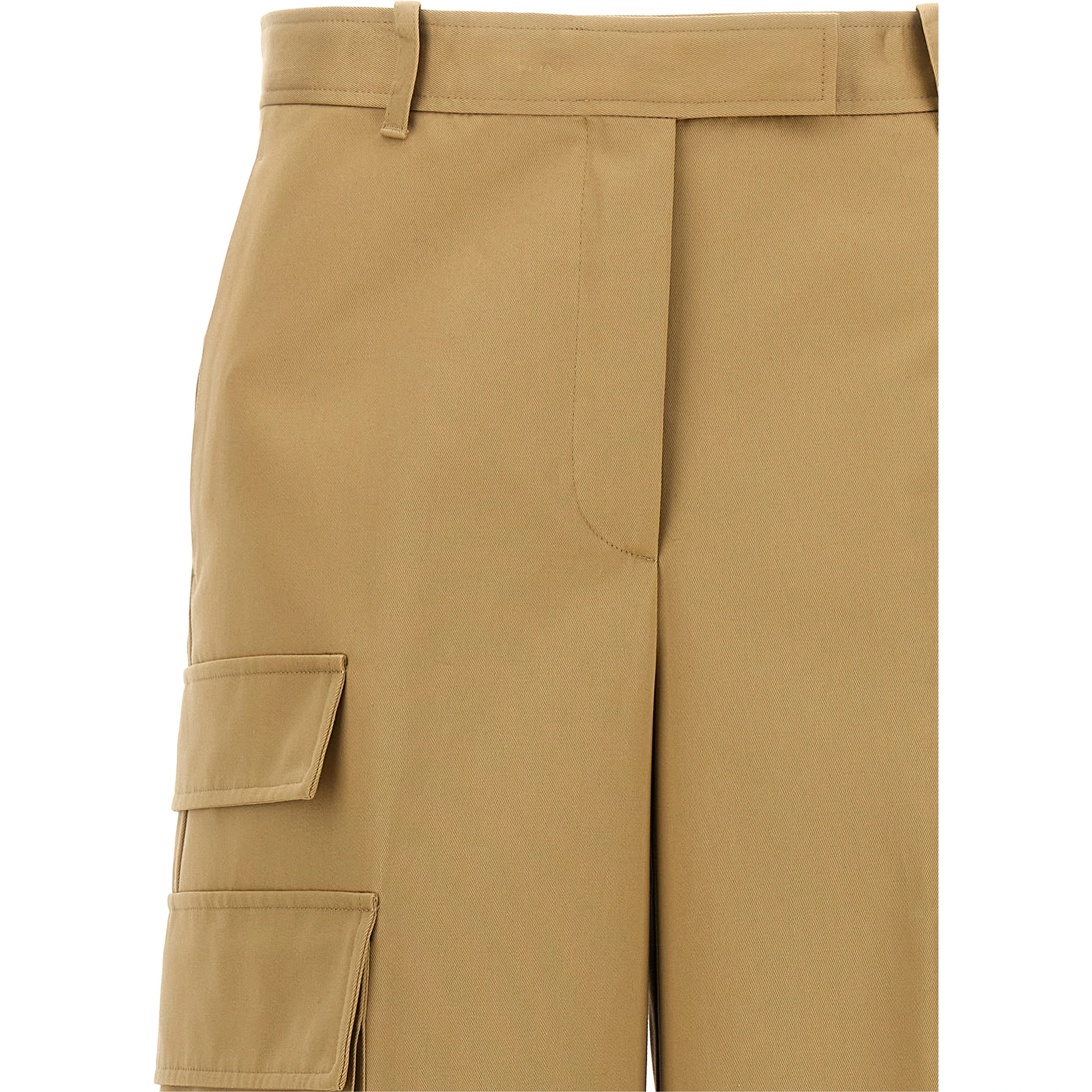 Beige Cotton Cargo Pants