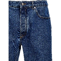 Blue Cotton Straight-Leg Jeans