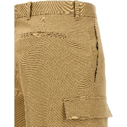 Beige Cotton Cargo Pants