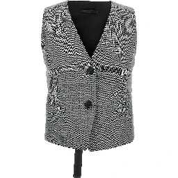 Bicolor Wool Sleeveless Jacket