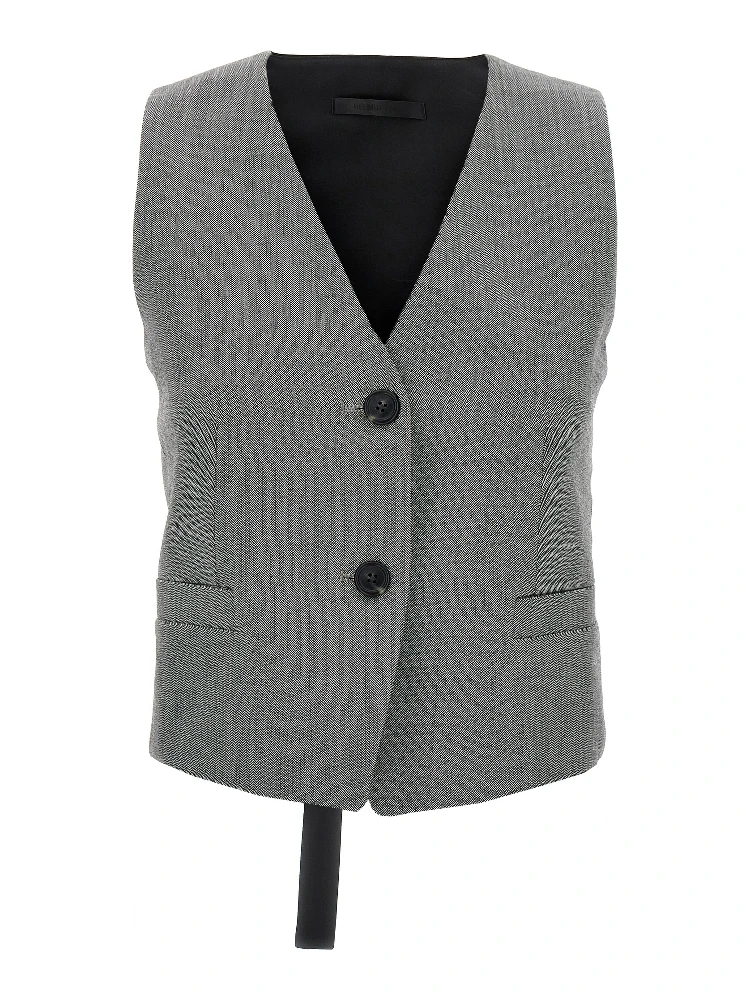 Bicolor Wool Sleeveless Jacket