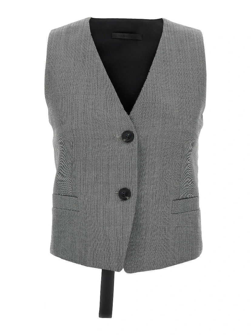 Bicolor Wool Sleeveless Jacket