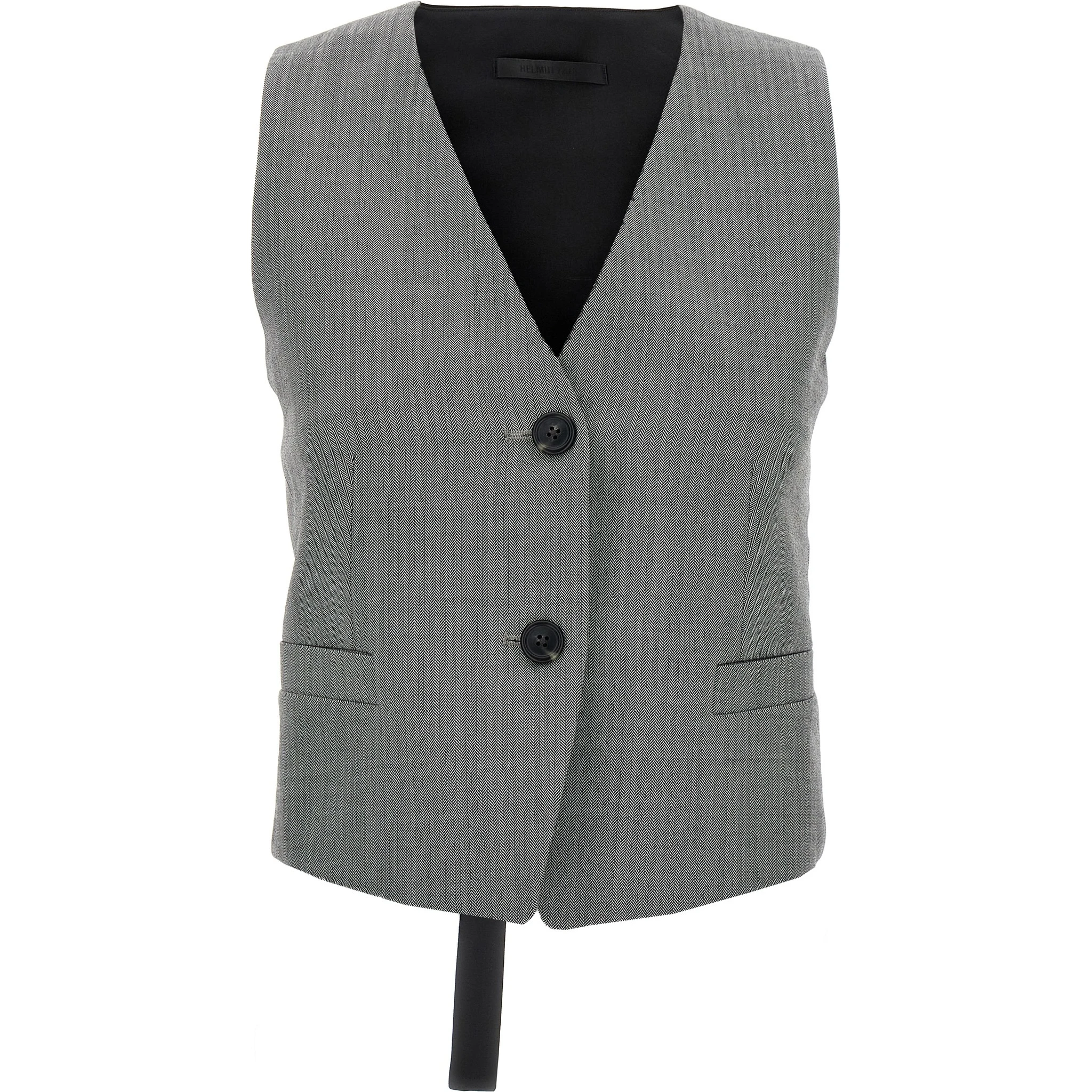 Bicolor Wool Sleeveless Jacket