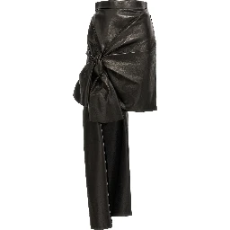 Black Lamb Leather Long Skirt