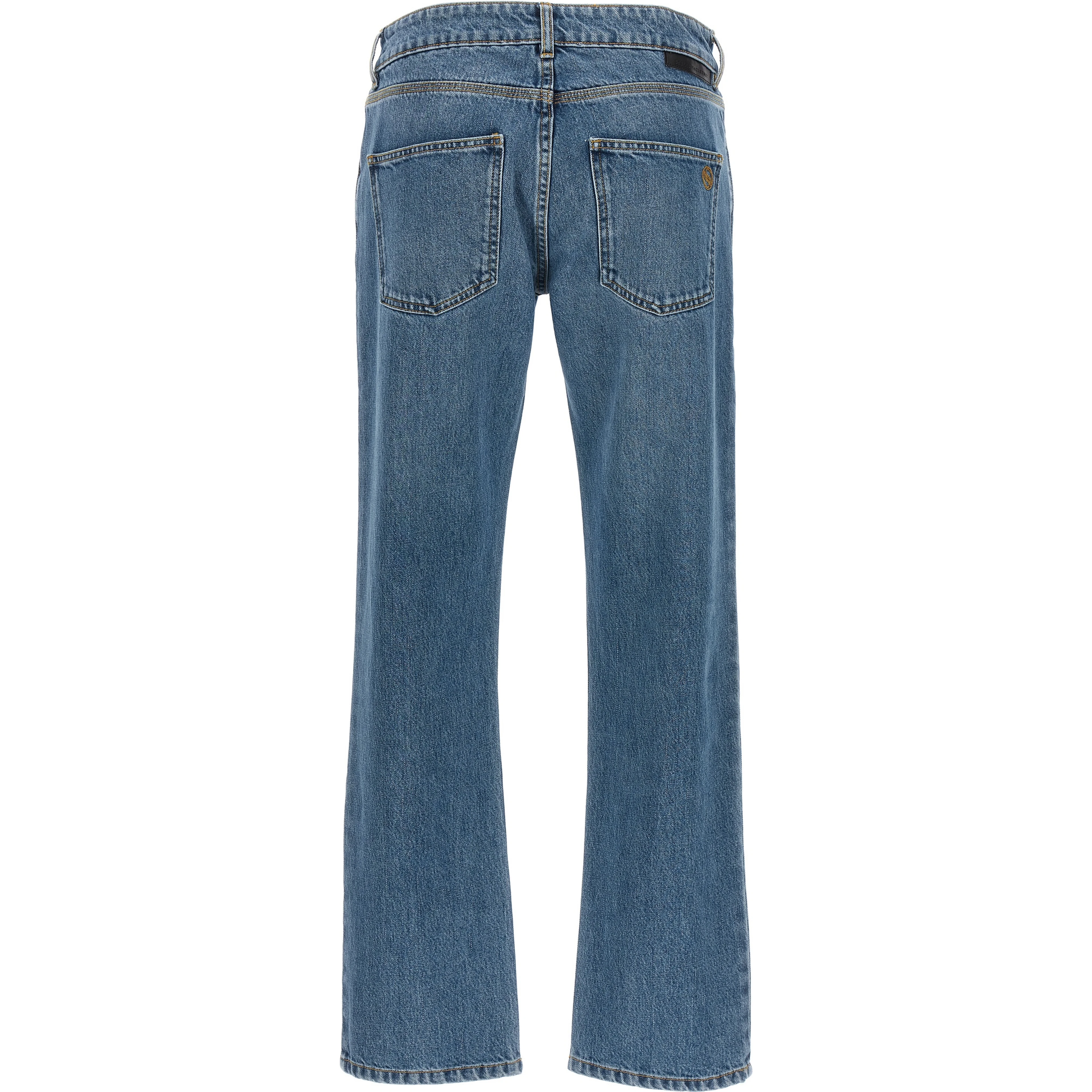 Blue Cotton Cropped Jeans
