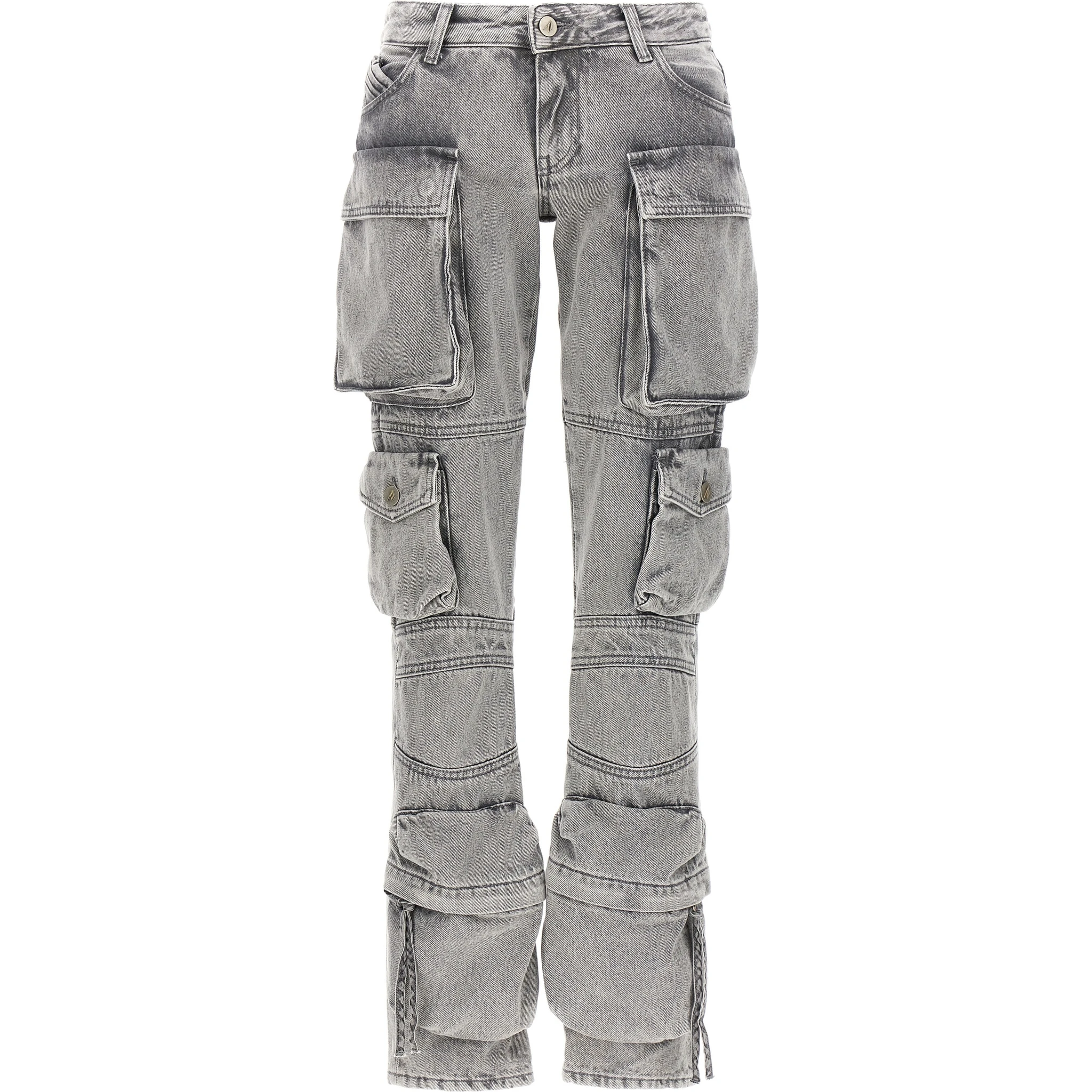 Gray Cotton Cargo Pants
