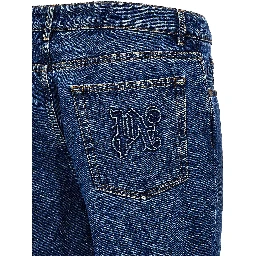 Blue Cotton Straight-Leg Jeans