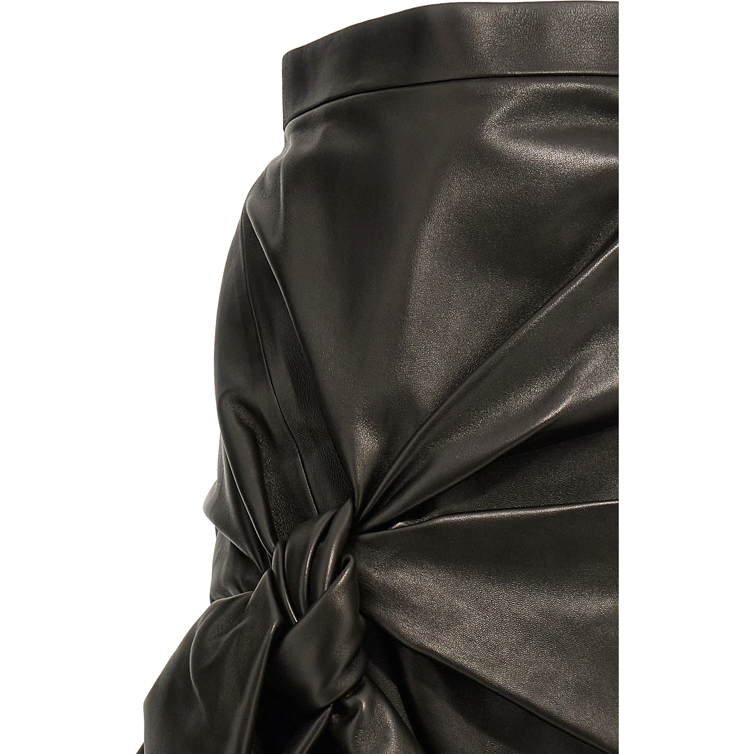 Black Lamb Leather Long Skirt