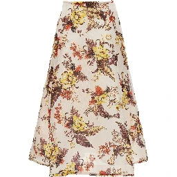 Multicolor Linen Midi Skirt