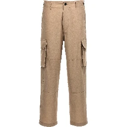 Beige Polyester Cargo Pants