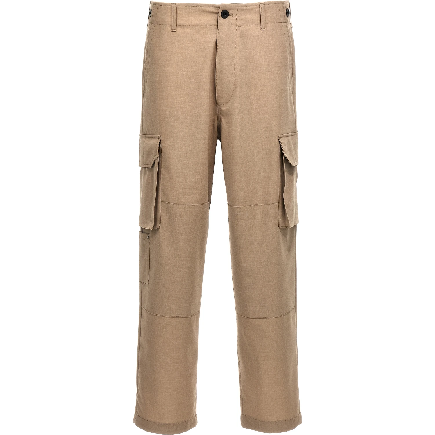Beige Polyester Cargo Pants
