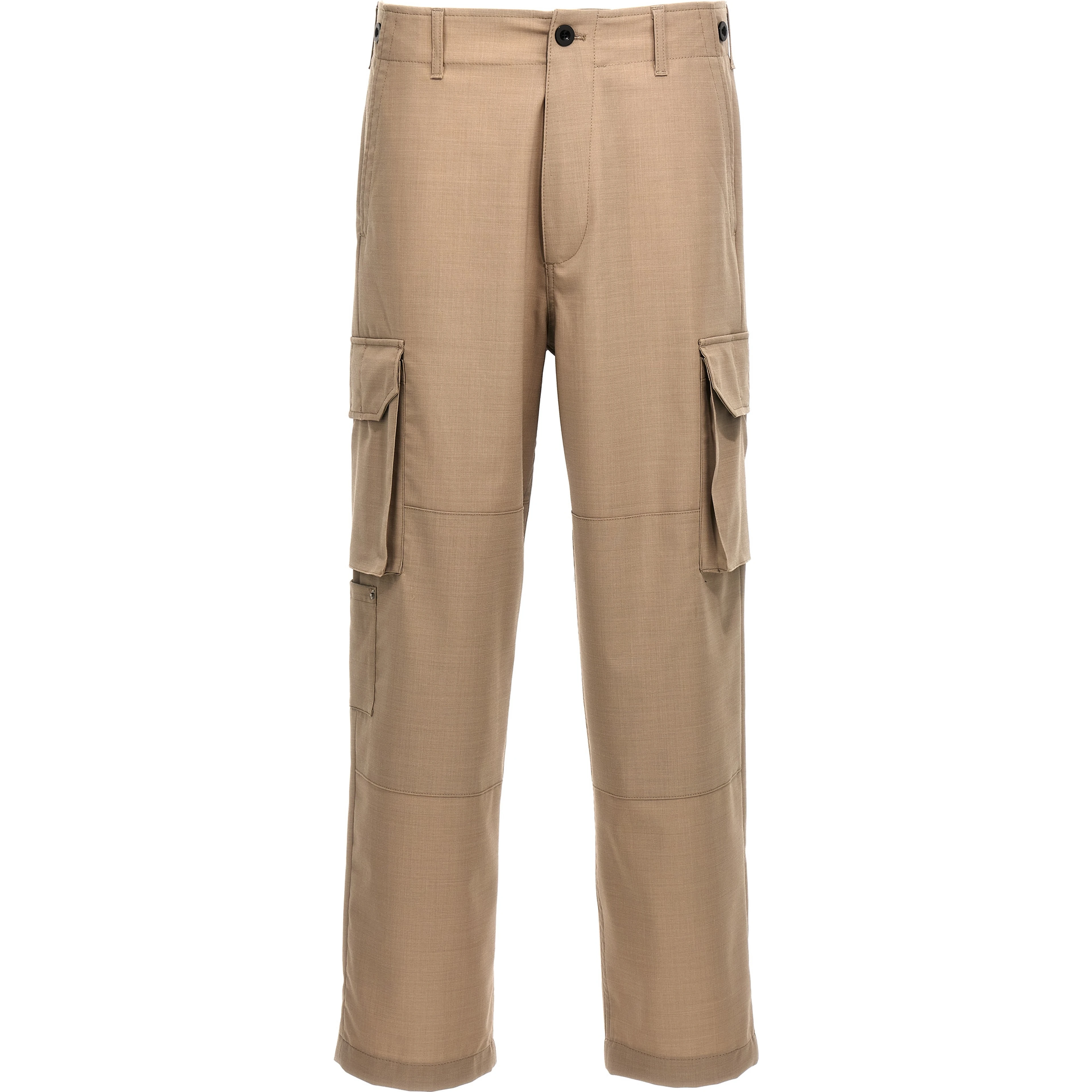 Beige Polyester Cargo Pants
