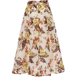 Multicolor Linen Midi Skirt