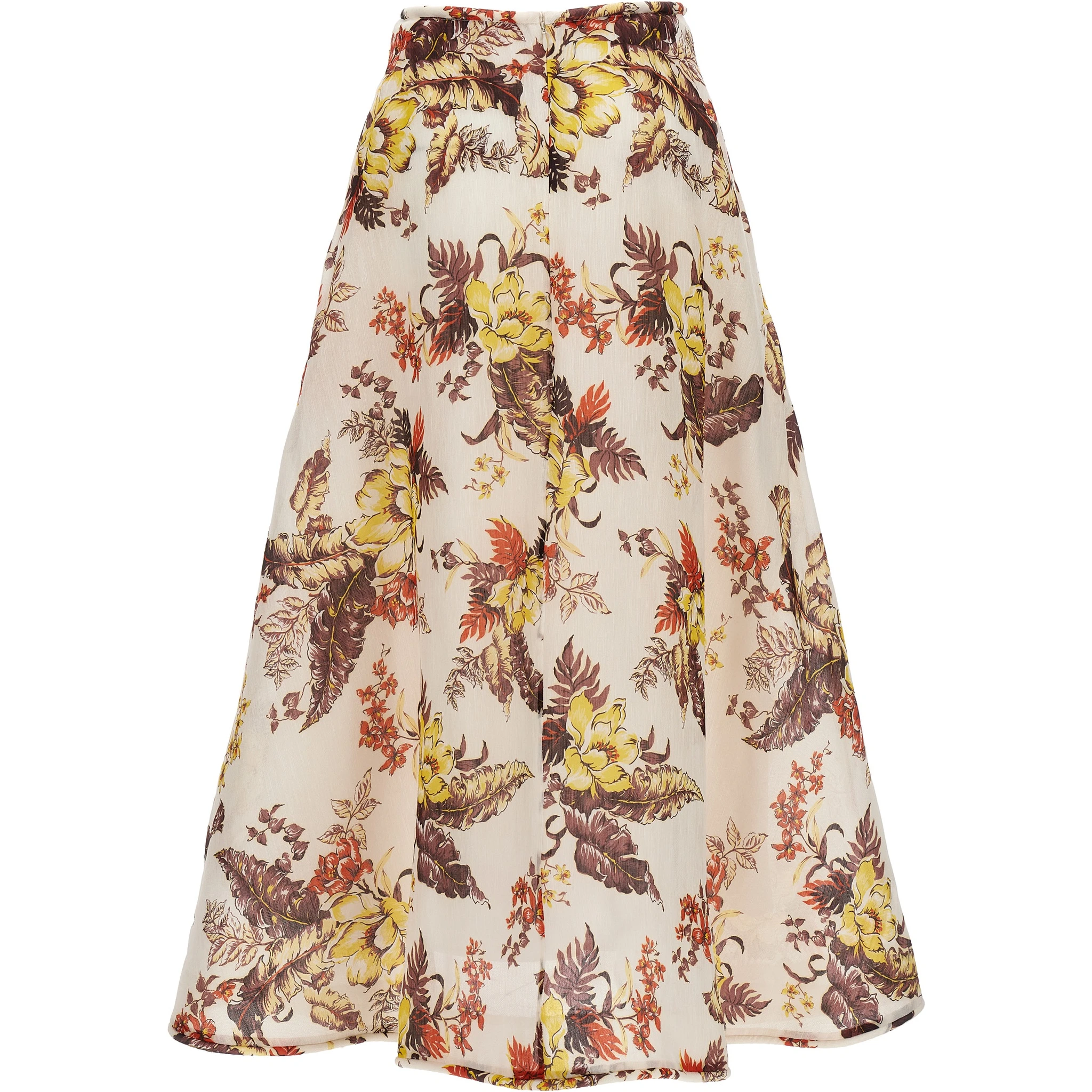 Multicolor Linen Midi Skirt