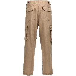 Beige Polyester Cargo Pants