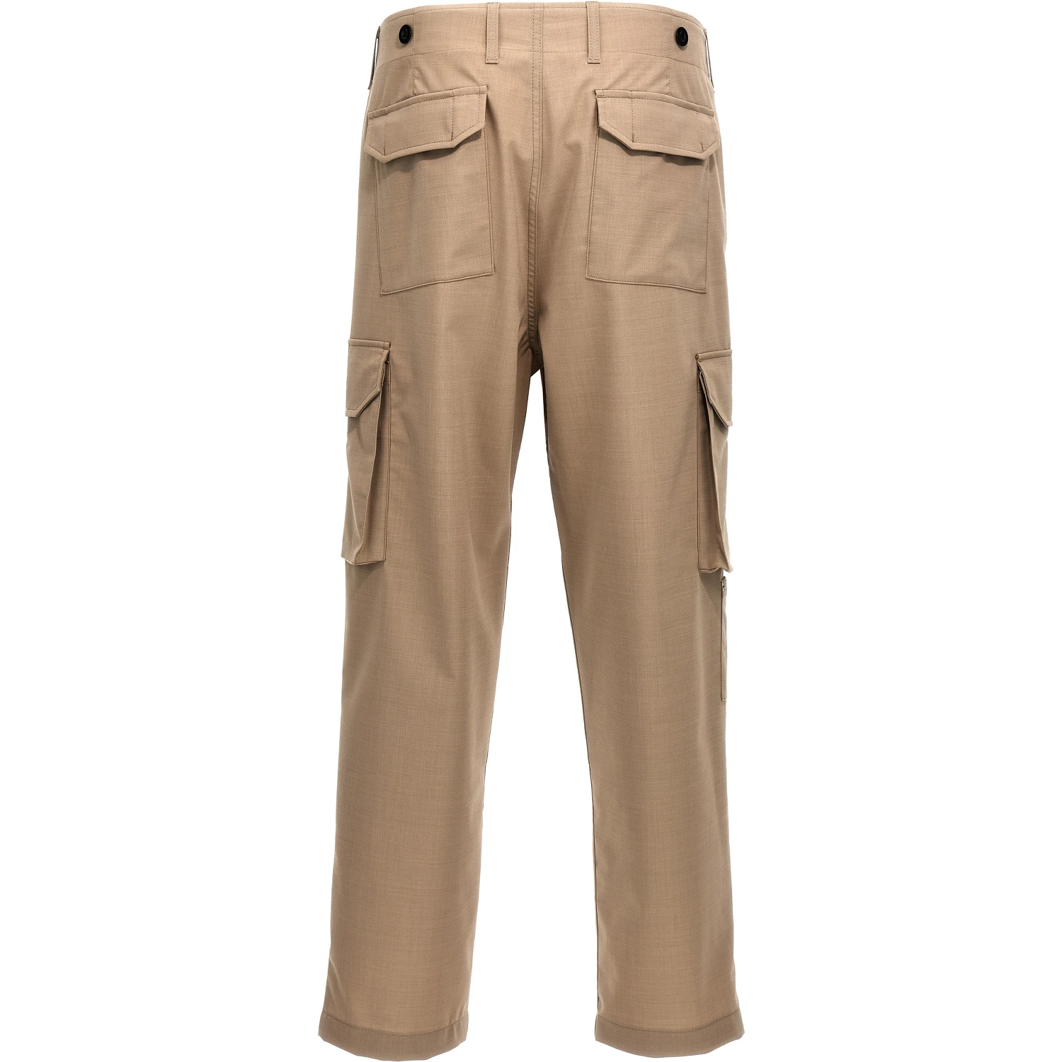 Beige Polyester Cargo Pants