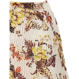 Multicolor Linen Midi Skirt