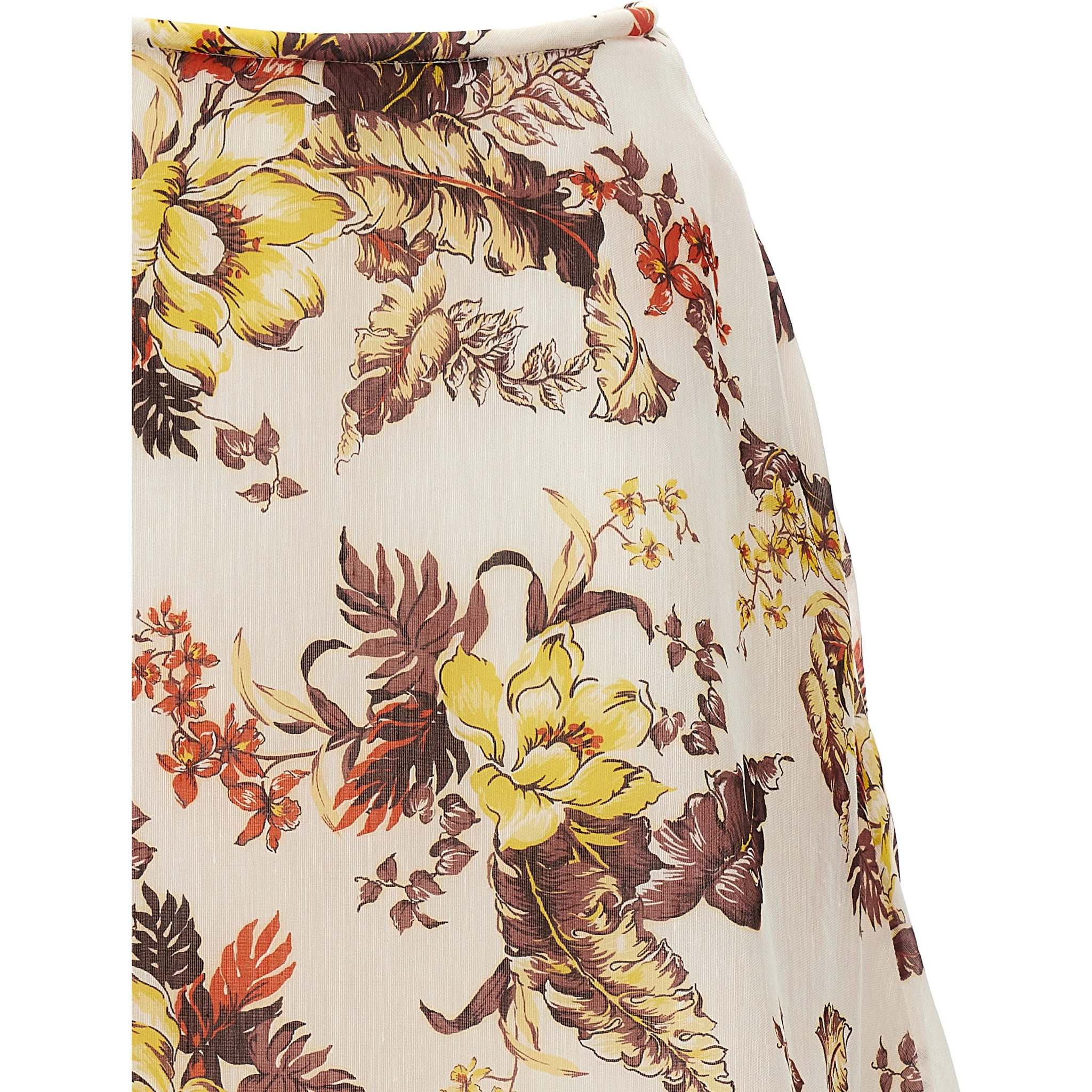 Multicolor Linen Midi Skirt