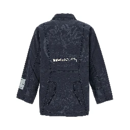 Blue Cotton Full-Length Jacket