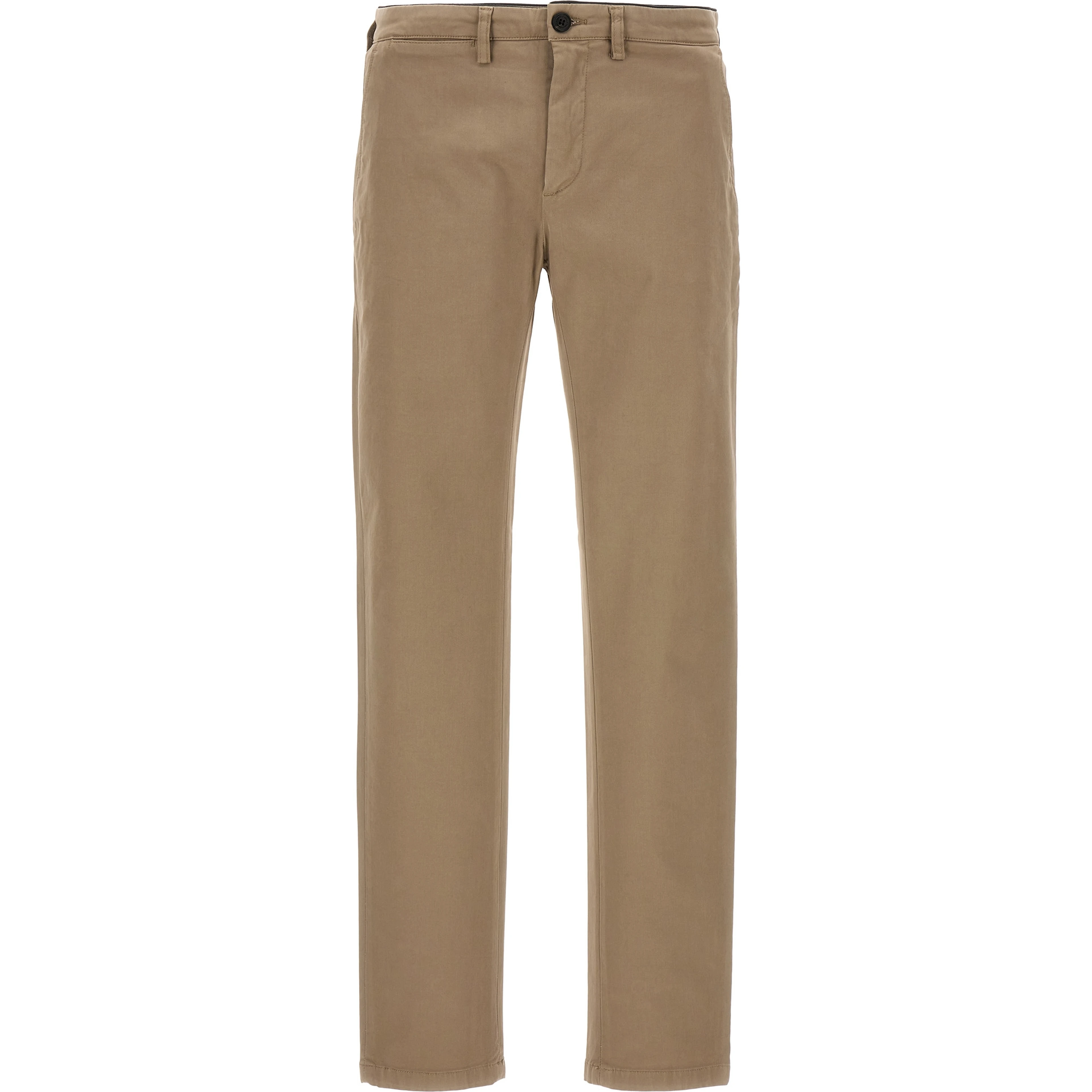 Beige Cotton Casual Pants