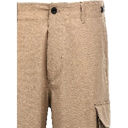 Beige Polyester Cargo Pants