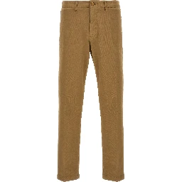 Beige Cotton Casual Pants