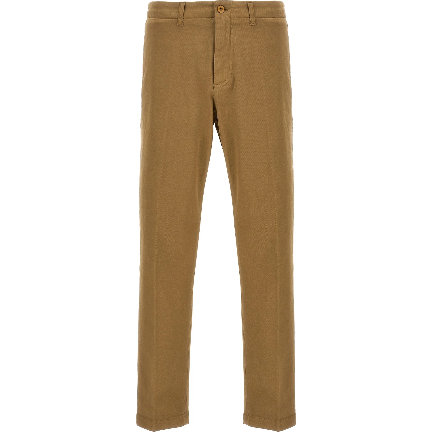 Beige Cotton Casual Pants