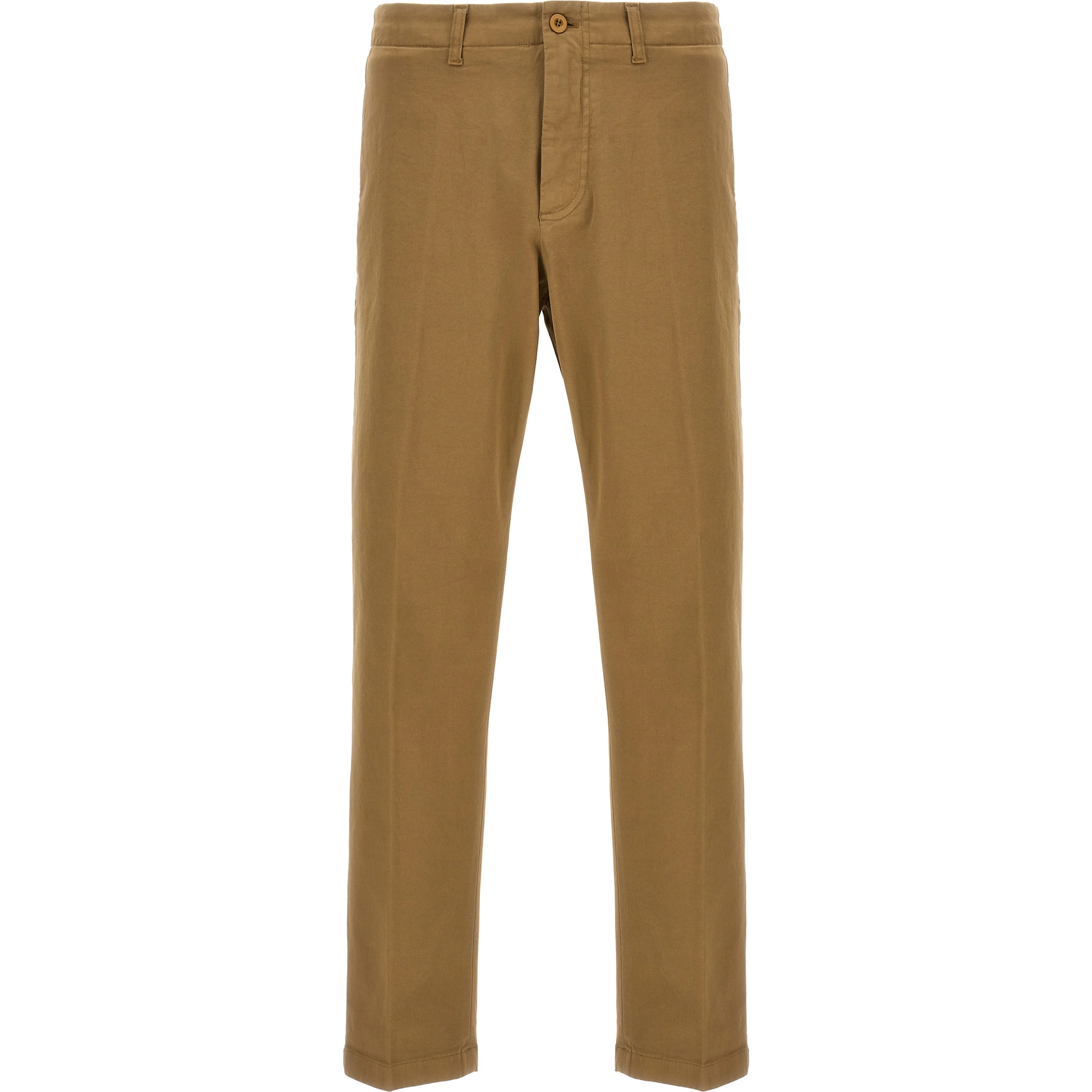 Beige Cotton Casual Pants