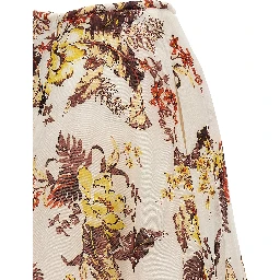 Multicolor Linen Midi Skirt
