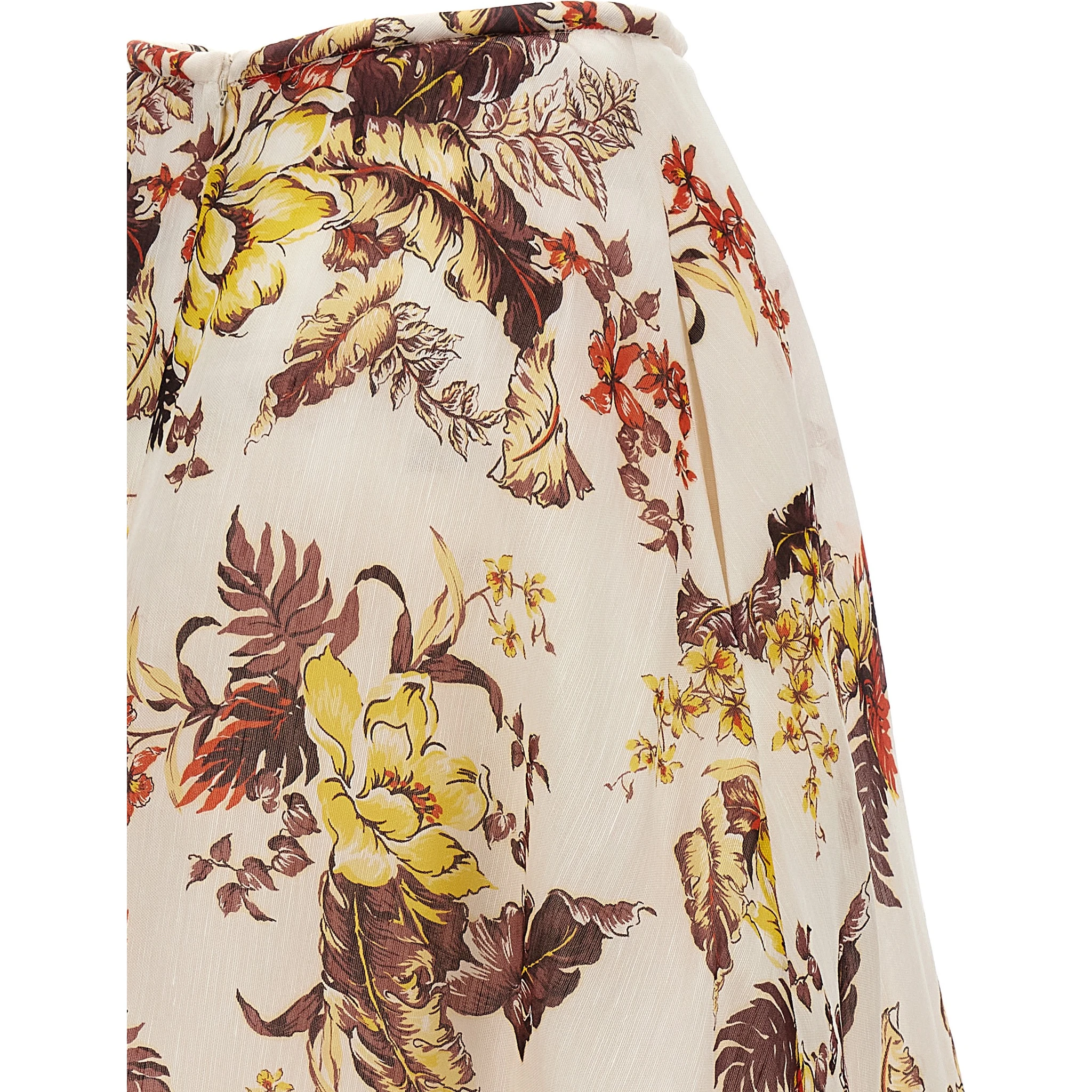 Multicolor Linen Midi Skirt
