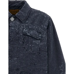 Blue Cotton Full-Length Jacket