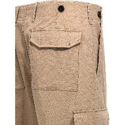 Beige Polyester Cargo Pants
