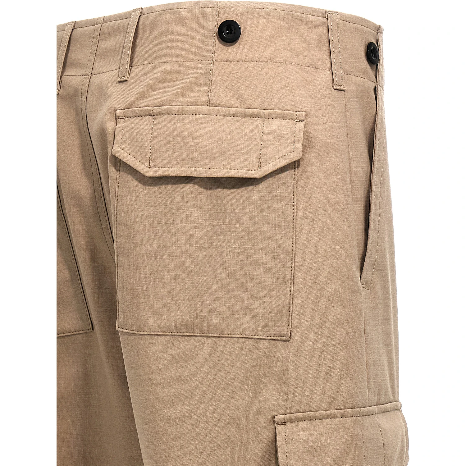 Beige Polyester Cargo Pants