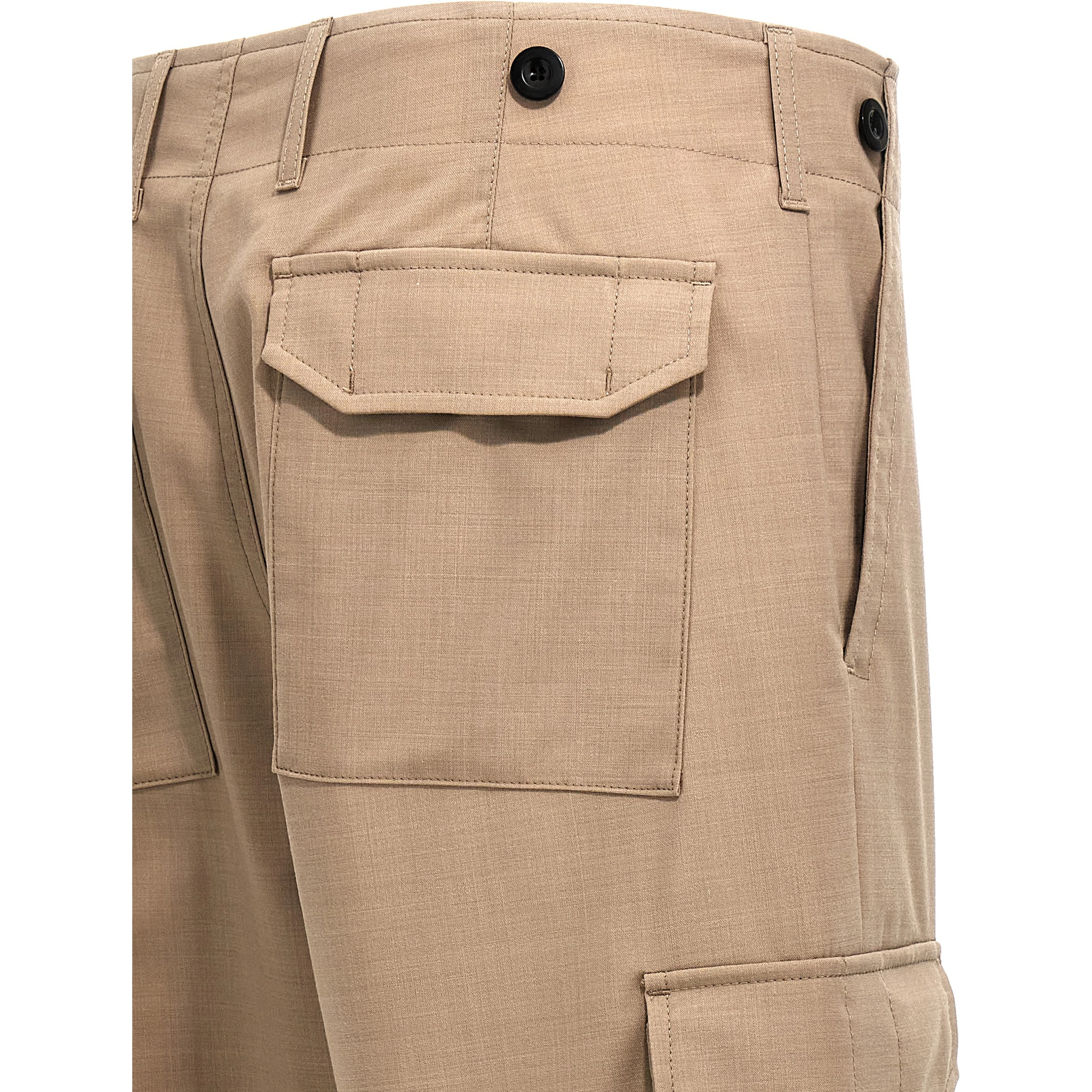 Beige Polyester Cargo Pants