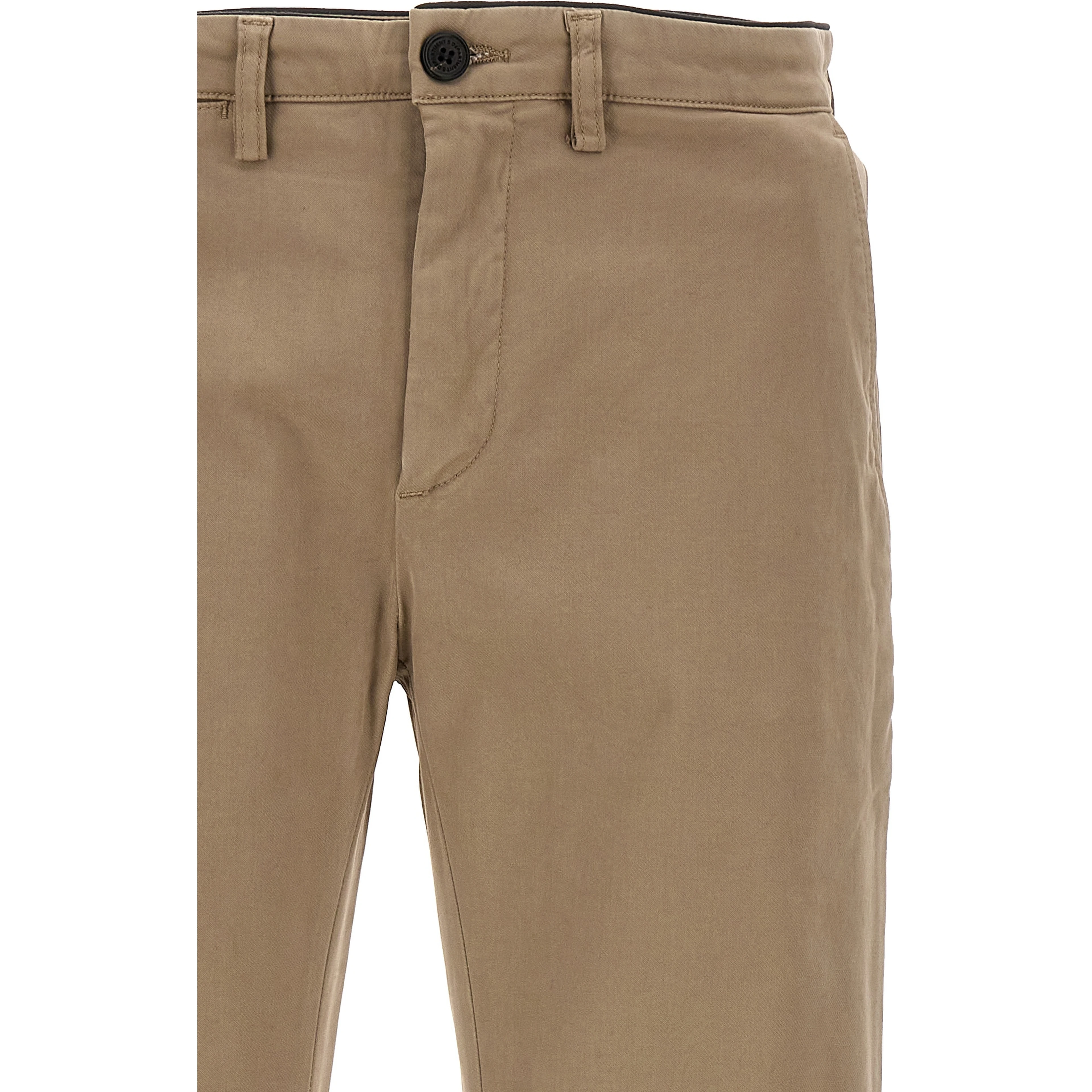 Beige Cotton Casual Pants