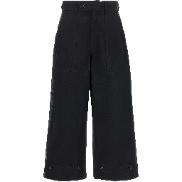 Black Cotton Casual Pants