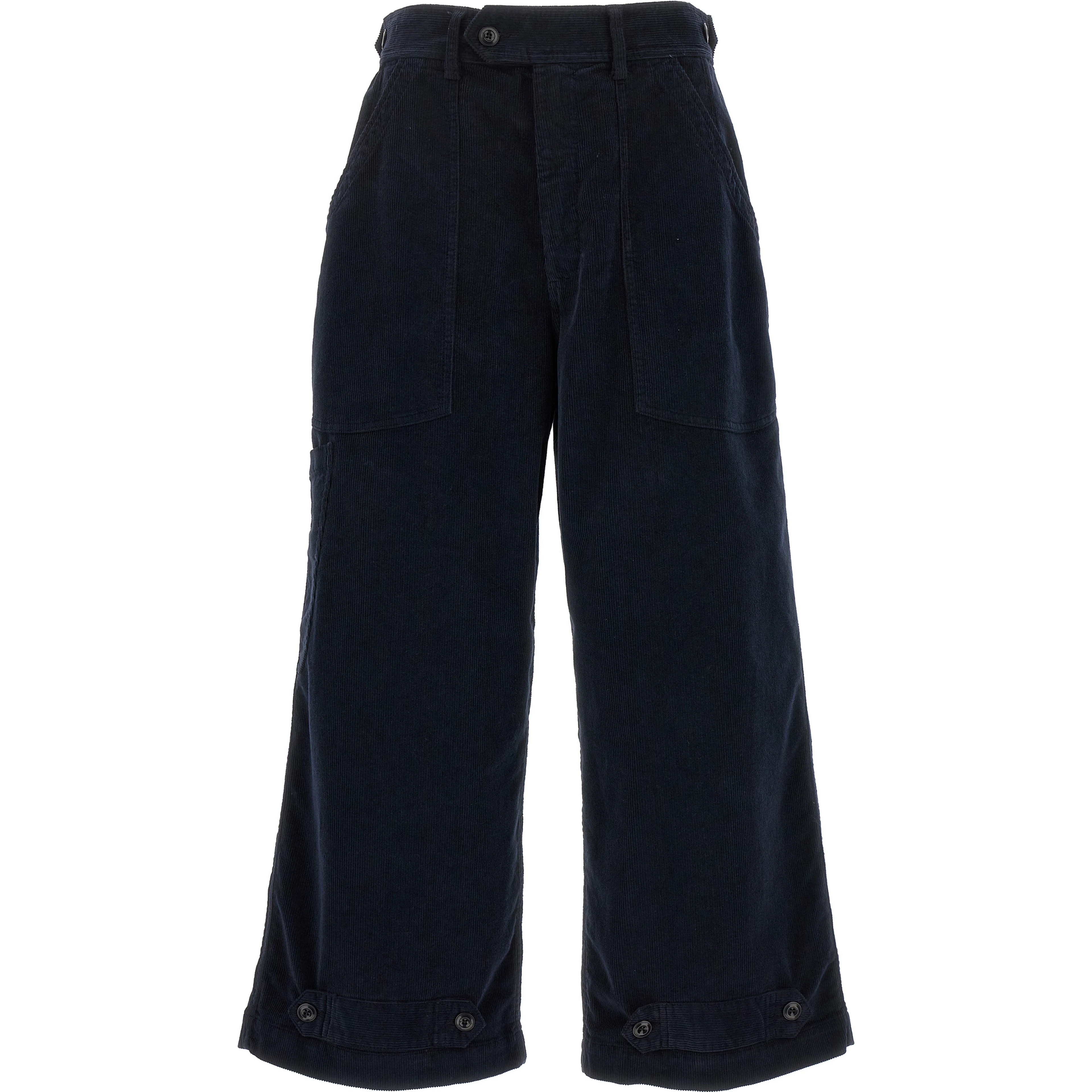 Blue Cotton Casual Pants