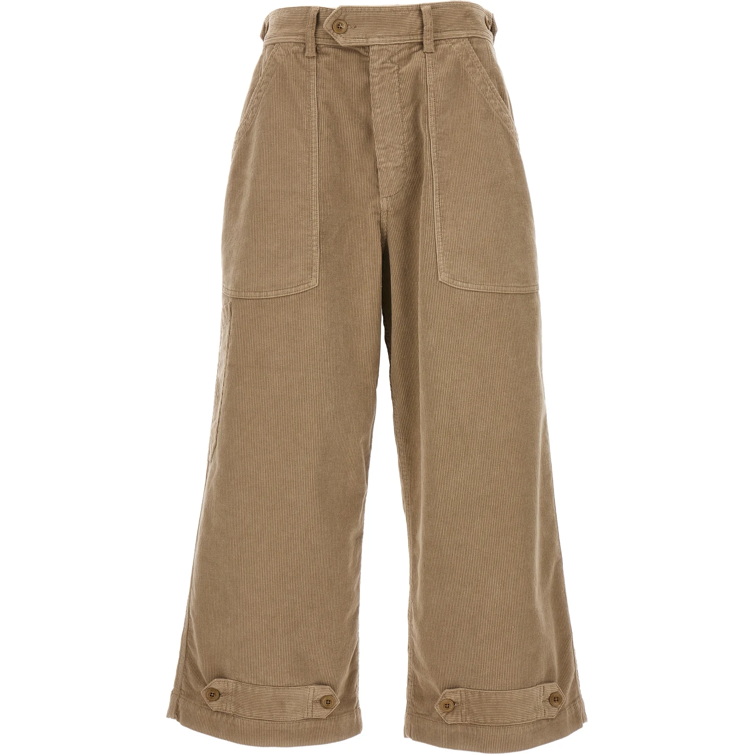 Beige Cotton Casual Pants