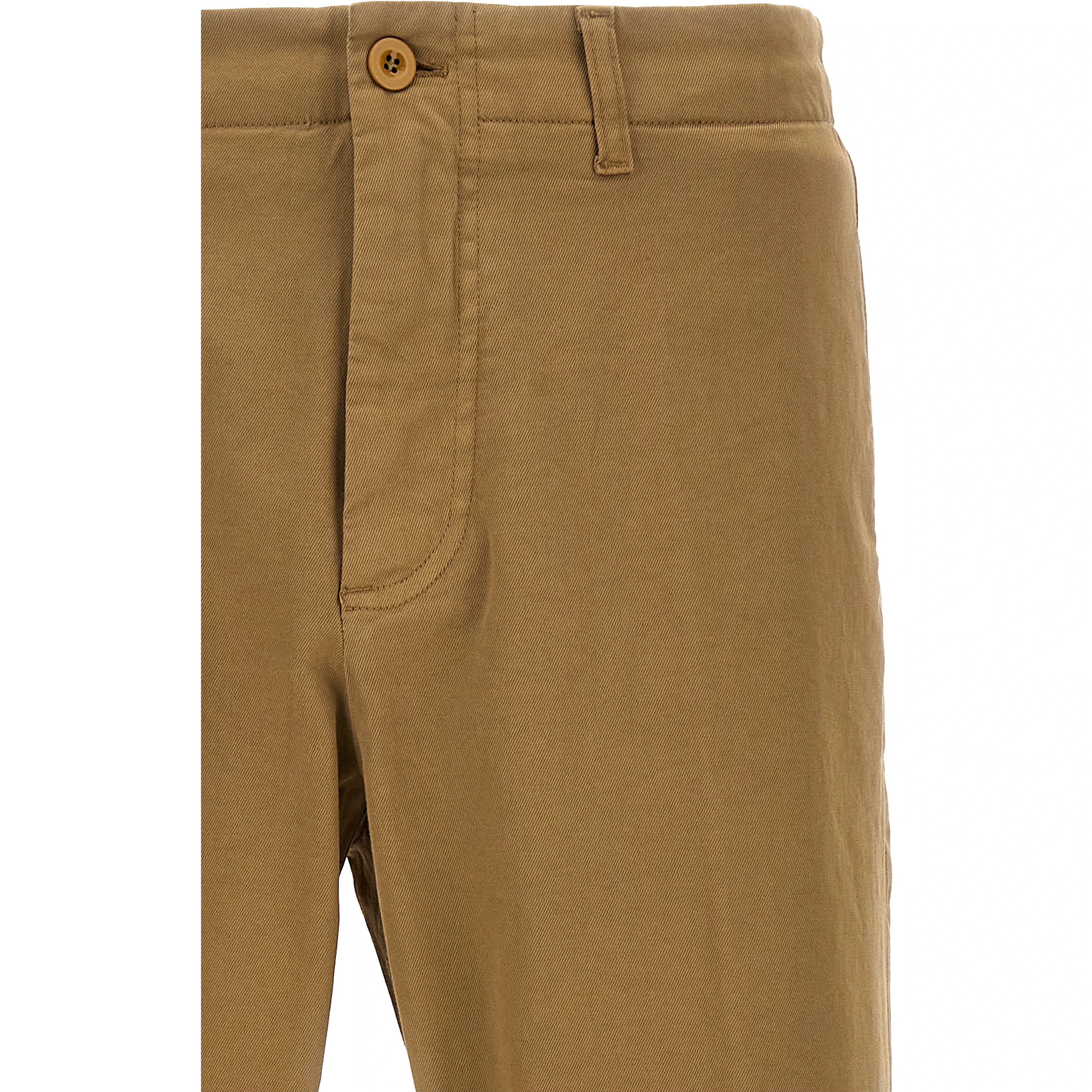 Beige Cotton Casual Pants